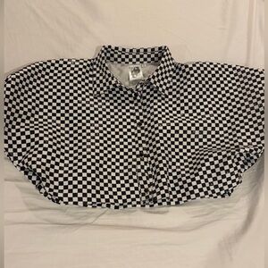 Queen of Sparkles Checkered Black and White Button-Up Shirt Size Small